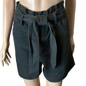 Joe’s Womens Black Denim Shorts 30 "Brinkley" Midrise Belted Paperbag New W/Tags